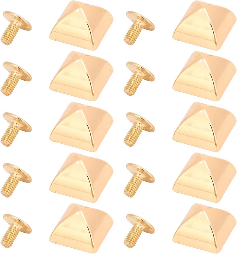 Fockety 20Pcs 12mm Pyramid Studs, Four Jaw Pyramid Rivets, Rivets, Pyramid Rapid Rivet Studs, Punk Spikes Spots Studs for Clothing, Bag, Leather, Shoes, Jewelry, Craft (Gold) - Image 1